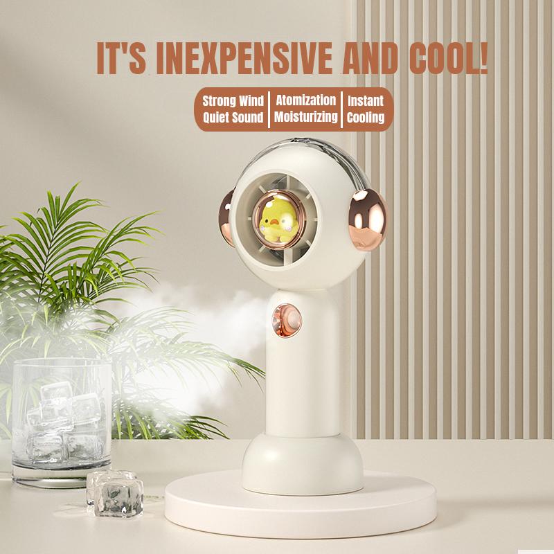 Mini Handheld Fan With Spray USB Rechargeable Portable Fans Camping Outdoor Turbine Desktop Small Yellow Duck Hand Held Fans