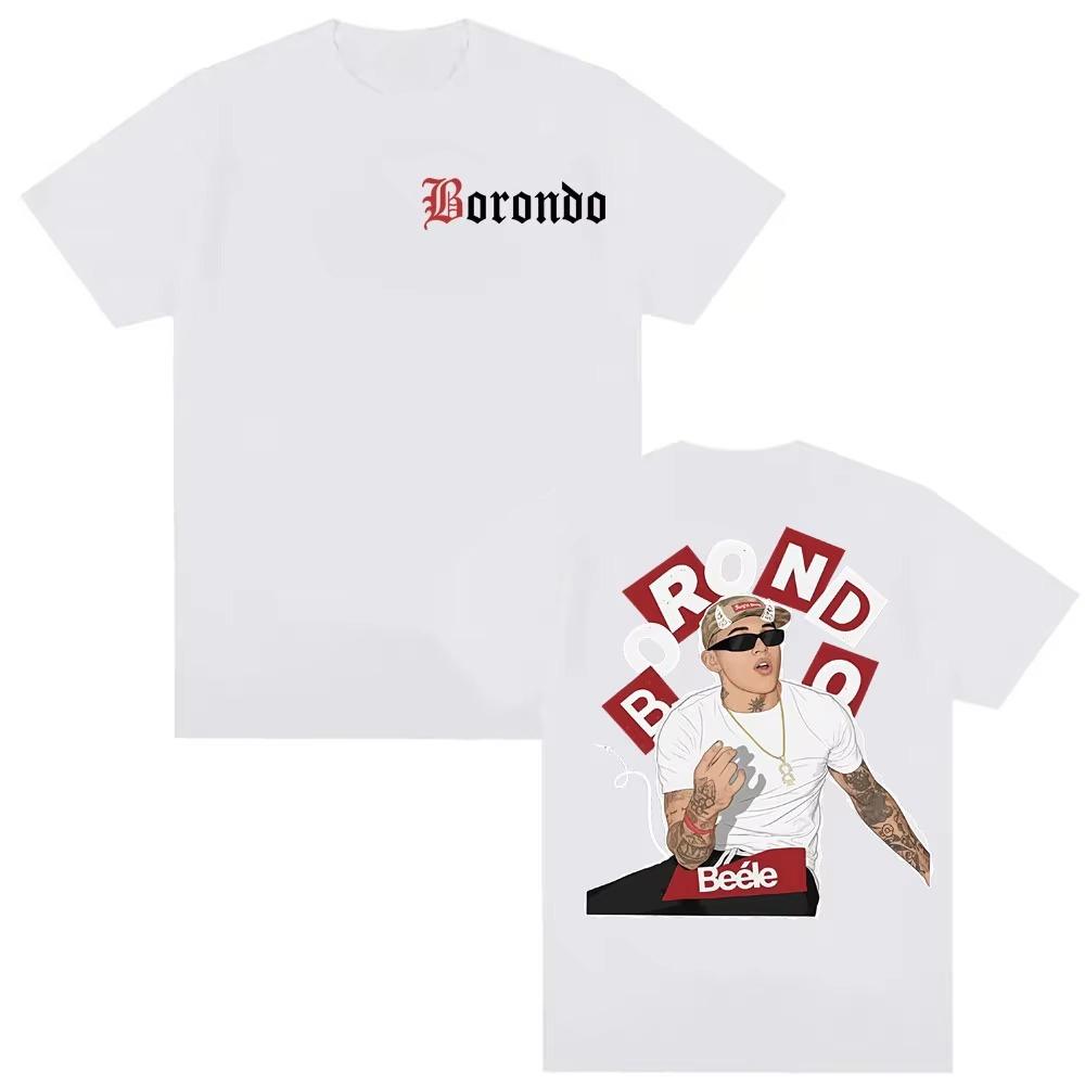 Rapper Beele Borondos Album Tour Print Tshirt for Men and Women Retro Hiphop 2026 Spring summer new Fashion Pure Cotton Top