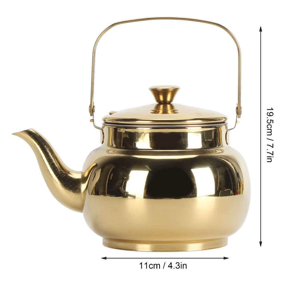 Glossy Finish Stainless Steel Teapot Golden Stovetop Kettle Stove Top Kettle  Restaurant Use