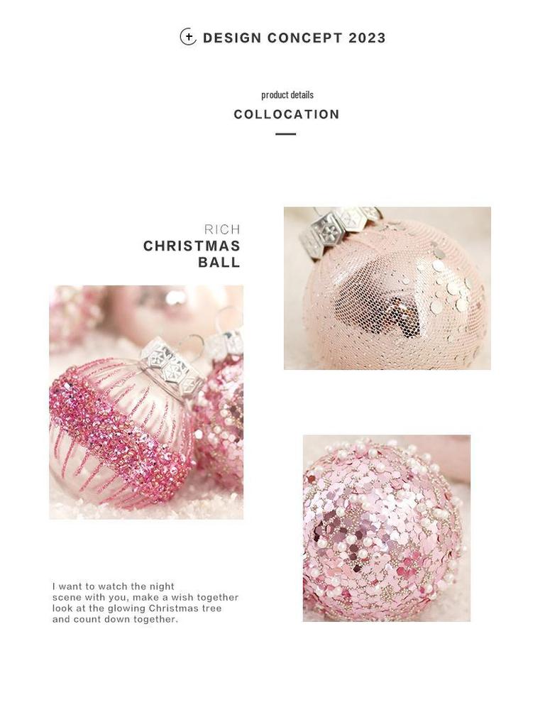 Pink Transparent Hollow Christmas Tree Ornament - PET Round Decorative Ball