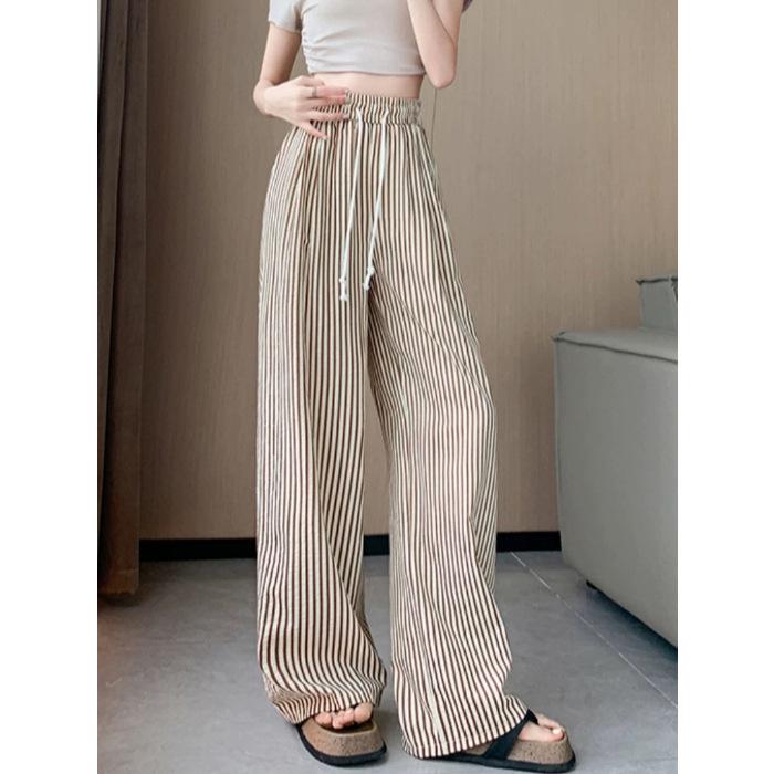 Vertical Striped Pants New Style Relaxed Fit and Slim-fit Casual Lazy Bubble Striped Wide-leg Pants