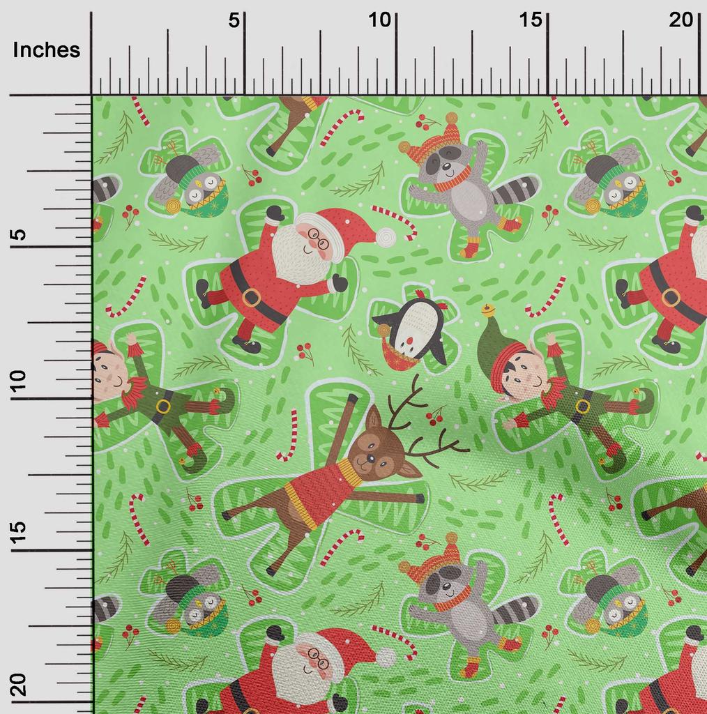 oneOone Ткань Cotton Flex Light Brown с рисунком животных из мультфильмов | Конфетная палочка и Санта, рождественская одежда своими руками, стеганая ткань, принт, ткань по ярдам 40 дюймов