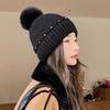 Осень и Зима Новая Утолщенная Шерстяная Шапка Теплая Модная Флисовая Защита от Холода Женская Вязаная Шапка Шапка с Помпоном