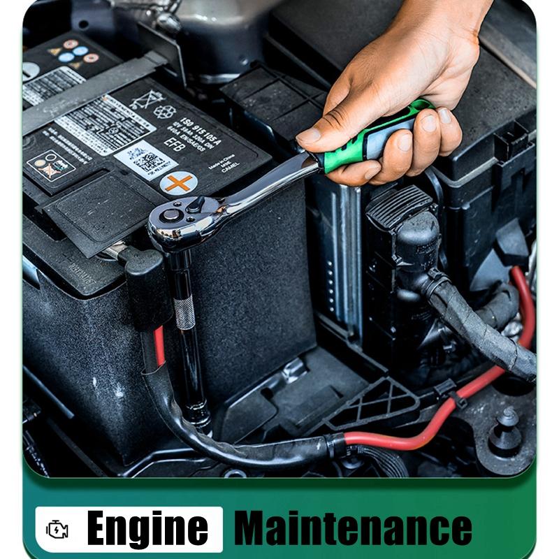 Drive Socket Set 1/4"-3/8"-1/2",CR-V Metric and Imperial Sockets with Quick-Release Ratchet Wrench,pro model 72 teeth, Sockets