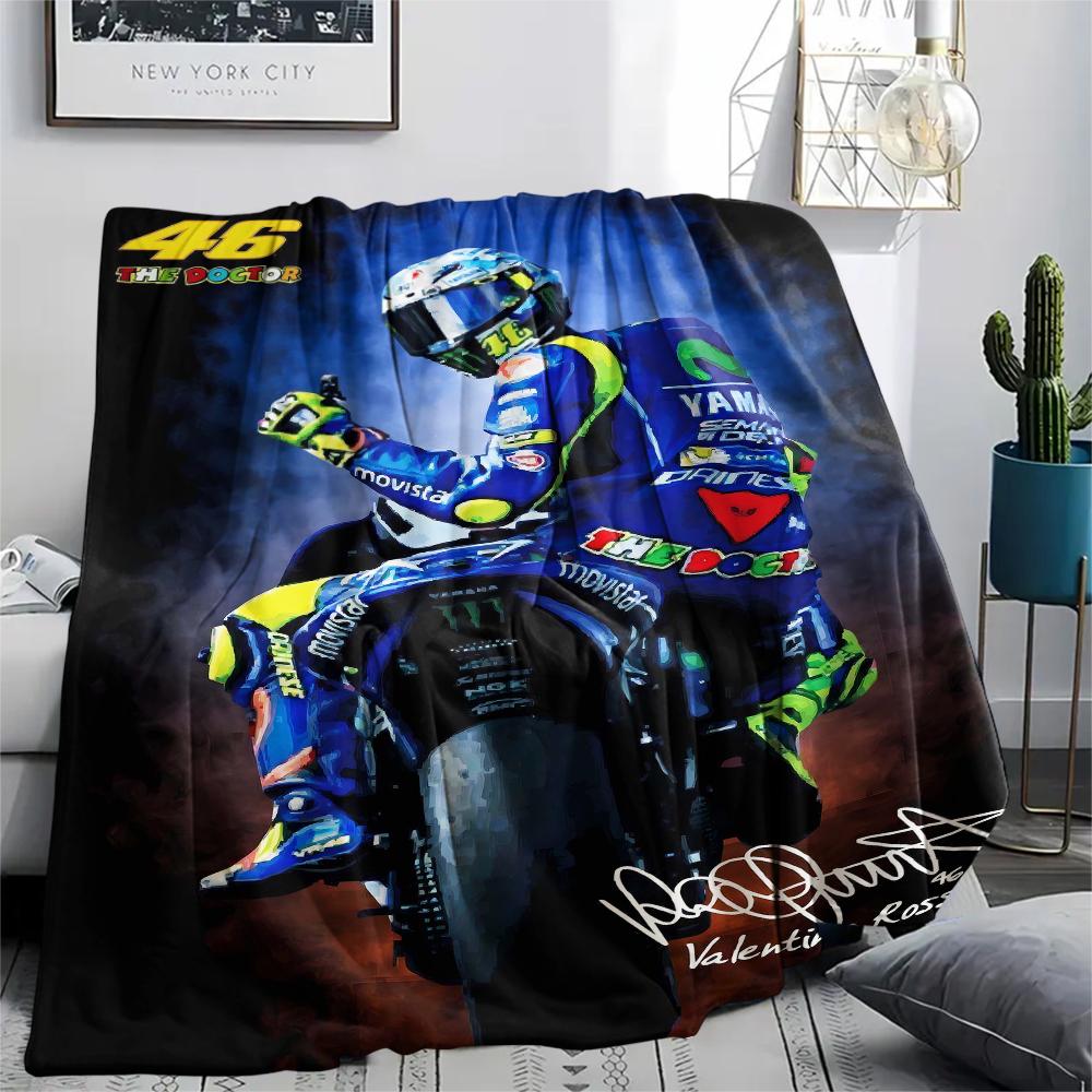 1Pc Vr46 Motorcycle Print Flannel Blanket, High quality Comfortable for All Seasons, Home Decor, Warmth and Comfort, Perfect for Gifts