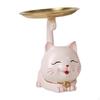 Cartoon Cat Statue Organizer Tray Animal Sculpture Fine Workmanship Resin Kitten Figurine Desk