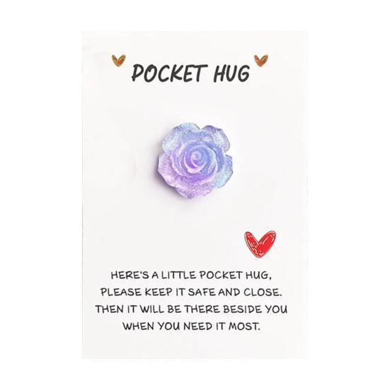 Pocket Hug Card with Gradient Rose for Women Men Mini Pocket Hug Tokens with Greeting Card Inspirational Gifts for Long Distance Relationship