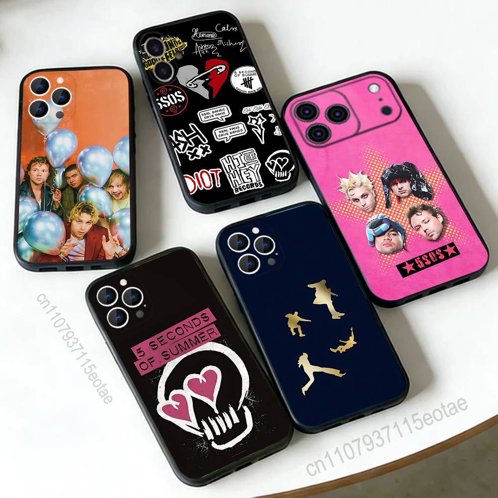 Чехол для телефона 5 Seconds of Summer 5SOS для iPhone 17,16,15,14,13,12,11,Pro,Max,Plus,E,Air,Mini Защитный черный чехол