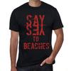 Мужская винтажная футболка Футболка с рисунком Say Yes to Beaches Deep Black