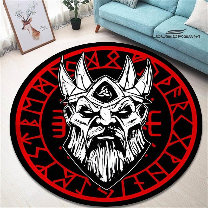 Круглый ковер с принтом viking vegvisir, красивый нескользящий ковер для гостиной, спальни, реквизит для фотосъемки, подарок на день рождения