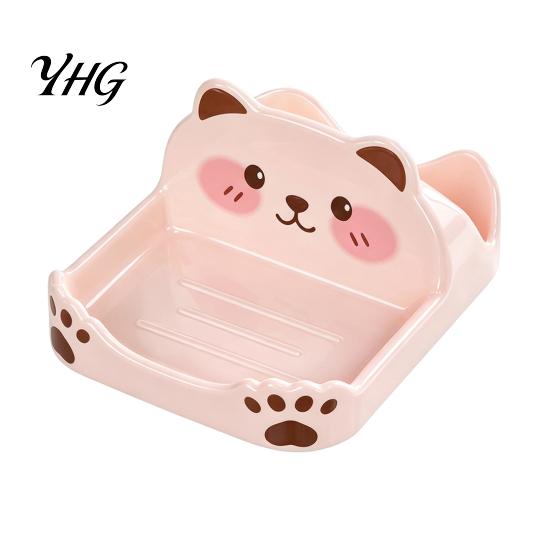 Practical Cooking Helper Cute Bear Pot Lid Holder for Kitchen Countertop, Multipurpose ABS Compact Gadget Rack Plastic Spatula Spoon Rest, Easy Clean