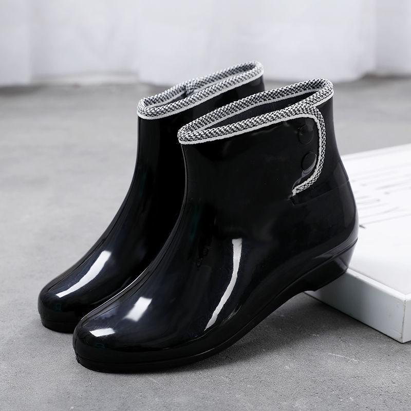 Модные резиновые сапоги для двух видов одежды «Солнечное и дождливое», женские короткие резиновые сапоги для взрослых, нескользящая обувь для воды, женская кухонная резиновая обувь, плюс бархат