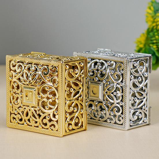 Винтажная шкатулка для украшений с ажурным узором, пластиковая коробка для конфет с золотым/серебряным покрытием, коробка для подарков на свадьбу/вечеринку, для колец, серег, ожерелий, принадлежности для девичника, дня рождения