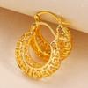 Новые золотистые овальные серьги-кольца из металла с вырезами для женщин и девушек, винтажный этнический стиль, очаровательные украшения, подарки на день рождения