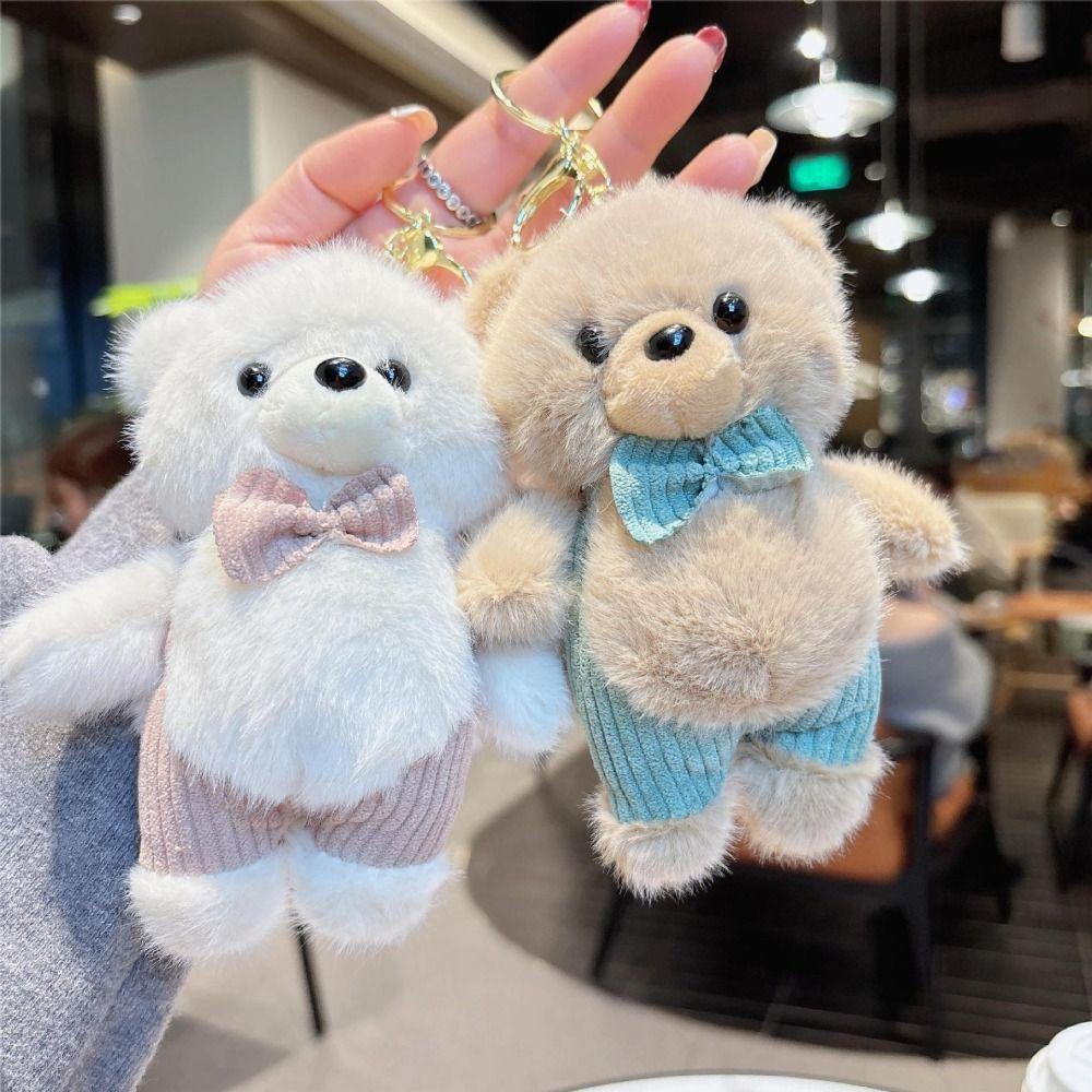 Мягкий плюшевый брелок в виде медведя-банта для девочки, сердечка, галстука-бабочки, плюшевой куклы, подвесного аксессуара