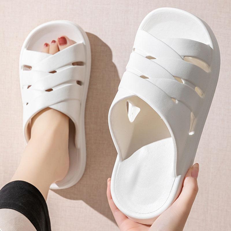 Тапочки унисекс, женские мягкие домашние тапочки из ЭВА, уличные шлепанцы на плоской подошве, повседневные пляжные сандалии, полые нескользящие тапочки для ванной