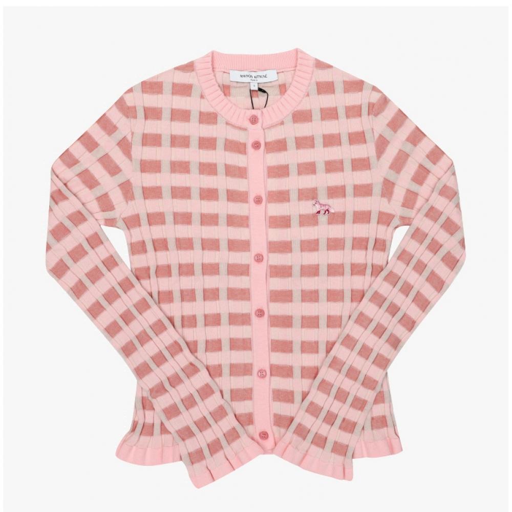 Кардиган женский MaiSon KitSun с V-образным вырезом, клетчатый, с нашивкой в виде лисенка, Ow00503kt1120