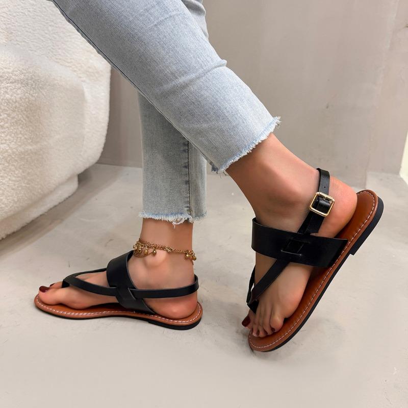 Женские минималистичные сандалии-стринги, новые модные сандалии на плоской подошве, летняя уличная женская обувь для пляжного отдыха и отдыха, женская обувь
