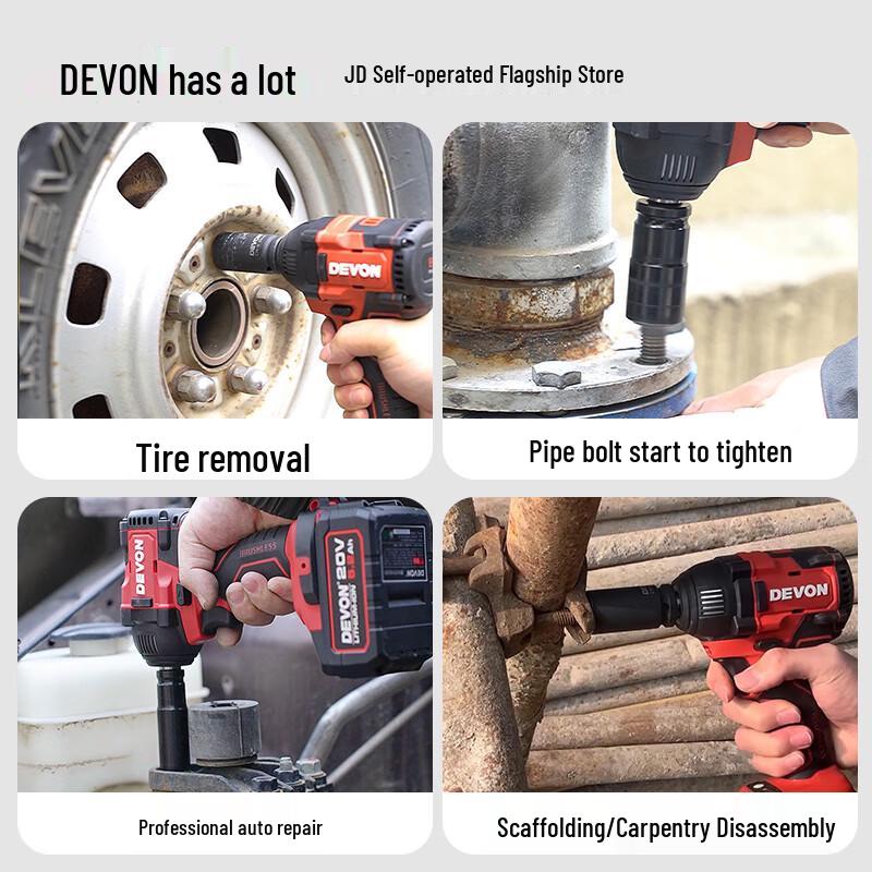 Бесщеточный аккумуляторный гайковерт Devon 20V, крутящий момент 350 Н·м, штепсель CN (адаптер в комплекте)