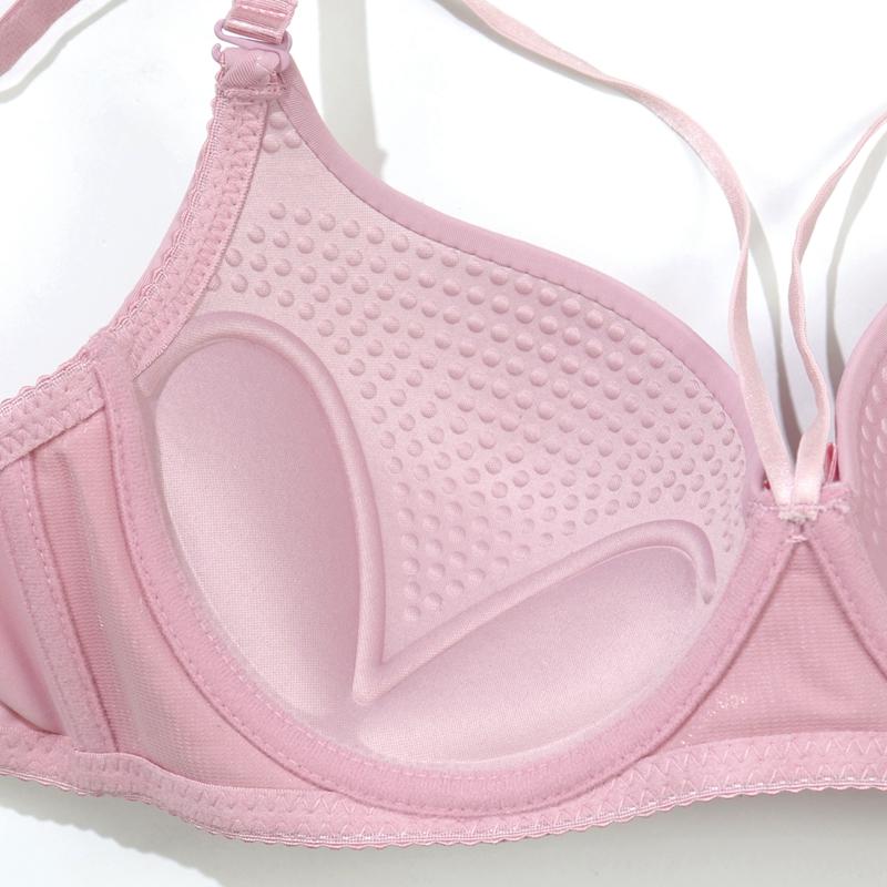 Pink Push Up Bra for Girl Comfy & Breathable Cross Hollow Out Bra, Women's Lingerie 34B-40B Cup Underwear