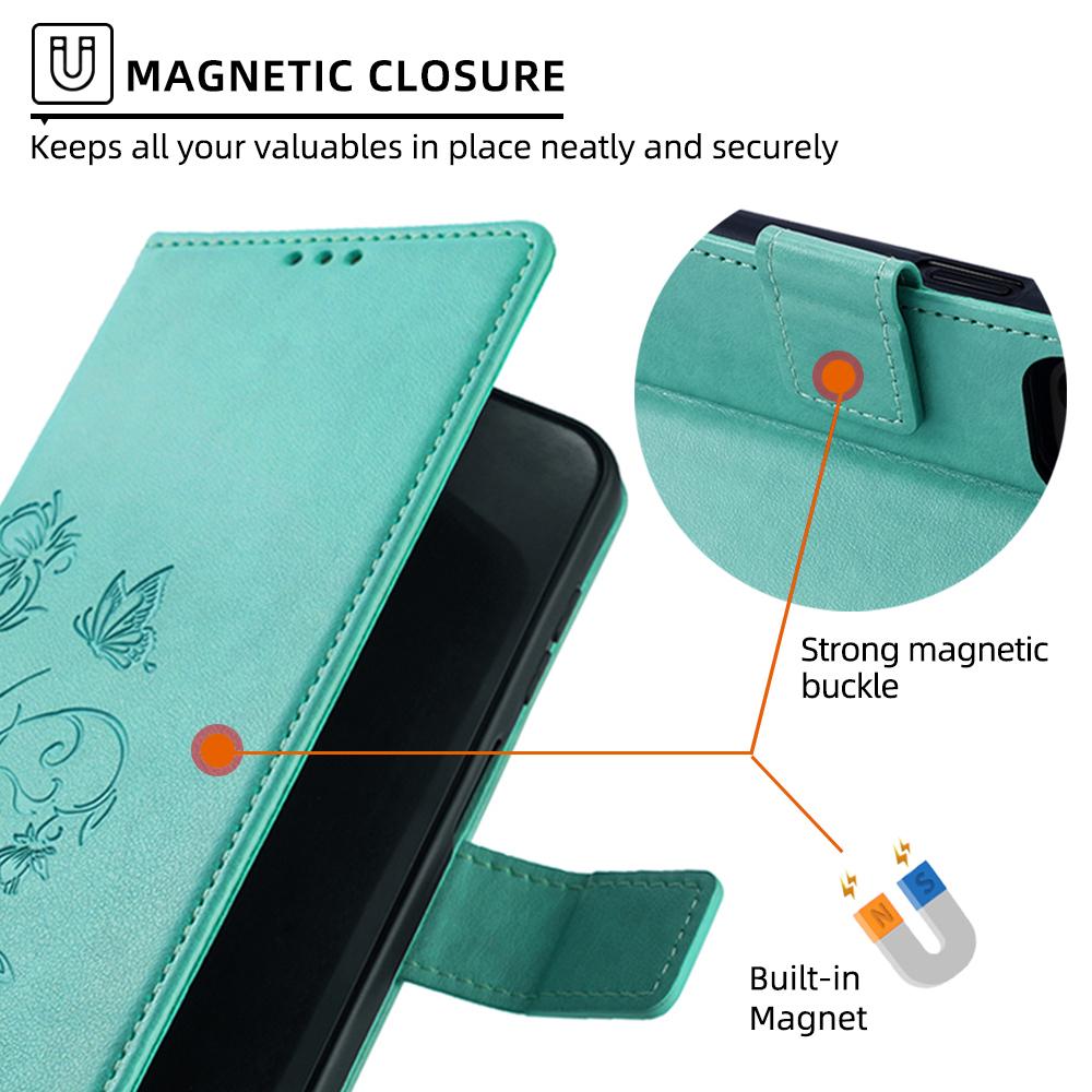 Для vivo X100 5G Чехол-кошелек из ПУ кожи с тиснением в виде бабочки, ремешок на запястье, чехол для телефона