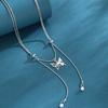 Exquisite Adjustable Butterfly Pearl Tassel Necklace For Women In Silver Titanium Steel