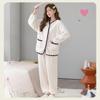 Fall and Winter Coral Velvet Pajamas Set 3D Jacquard Flannel Long Sleeve Cardigan Home Wear