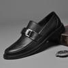Модные мужские однотонные повседневные лоферы для осени и зимы, удобные туфли для бизнеса с мягкой подошвой и металлической пряжкой, обувь для ленивых