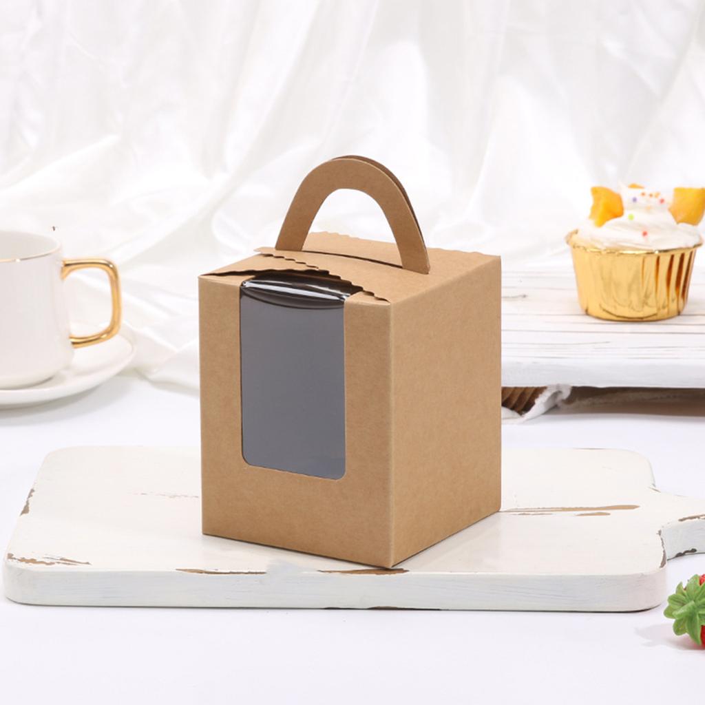 10Pcs Cupcake Boxes with Inserts Windowed Cupcake Holders Stackable Deep Cupcake Carrier Food Grade Containers for Home Cake Dessert Shops