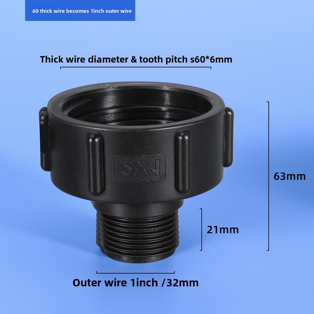 Адаптер для бака IBC S60 x 1/2" 3/4' 1" 1,5 2" 63/75/80/100 мм резьбовое соединение Ton Barrel Connect 1000 литровое соединение для бака IBC
