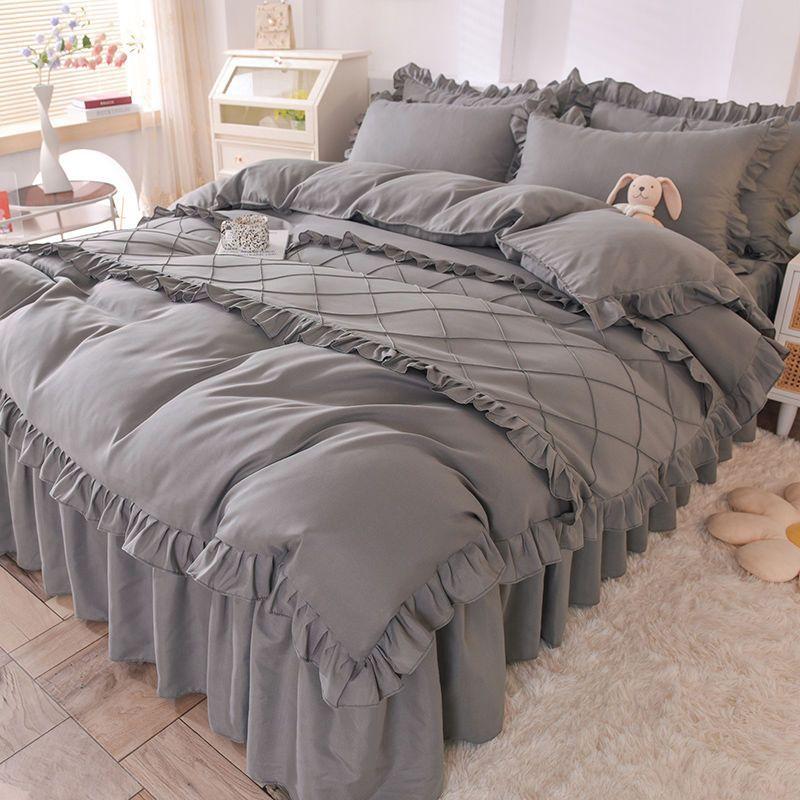 Кружевной постельный подзор из четырех частей, европейская атмосфера, простое одеяло, покрывало, простыня, постельное белье