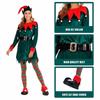 Women's Xmas Elf Cosplay Costume Soft Velvet Skirt With Bells Serrated Cuffs