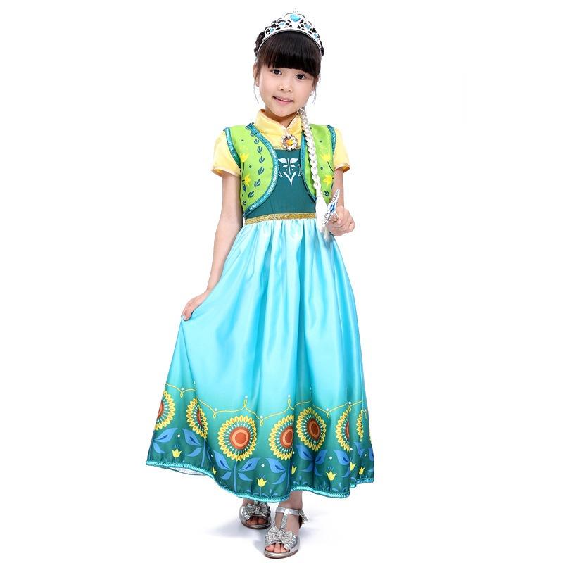 Костюм для детской вечеринки на Хэллоуин, платье принцессы Анны из «Холодного сердца», детский костюм для выступления