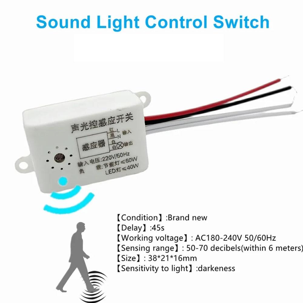 220V Module Detector Auto On Off Intelligent Sound Voice Sensor Light Switch Use In Corridor Bath Warehouse Stair