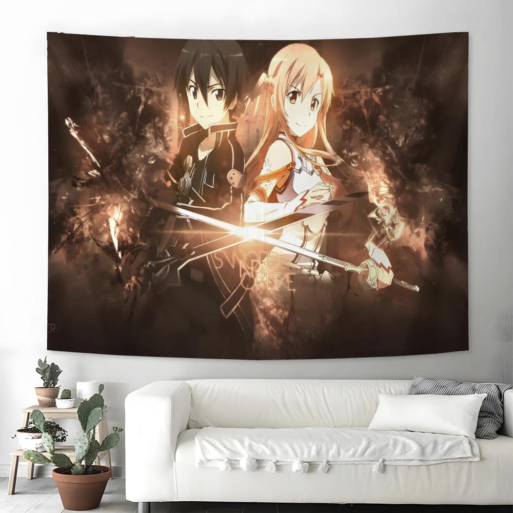 S-Tapestry Sword Art Online Аниме-гобелен Настенное панно Бохо-настенные гобелены Мандала Аксессуары для домашнего декора