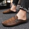 Men's Retro Leather Slip-On Driving Shoes with Zipper