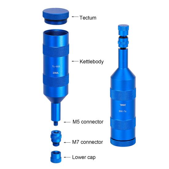 20/50ML Bicycle Portable Oil Container Heavy Duty Aluminum Alloy M5/M7 Dual Connectors Road Mountain Bike Hydraulic Disc Brake Bleed