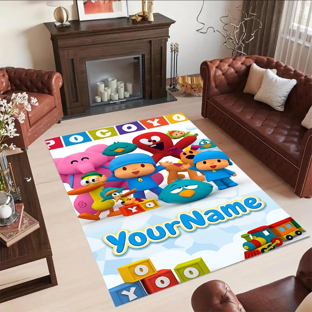 Pocoyo Customized Name Floor Rug Office Rug Perfect for Dining Room Study room Living Rooms Bedrooms Antislip Carpet Anime Office Decor