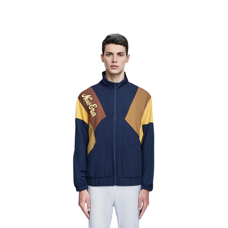 New Era Логотип Color Block Куртка с длинным рукавом и воротником-стойкой Унисекс куртки Темно-синий 12877370