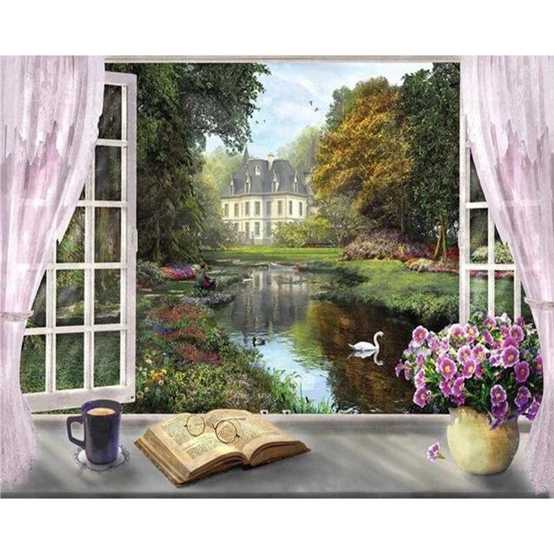 5D полная дрель круглая алмазная живопись окно морской пейзаж вышивка распродажа мозаика со стразами настенное искусство 40x50 см