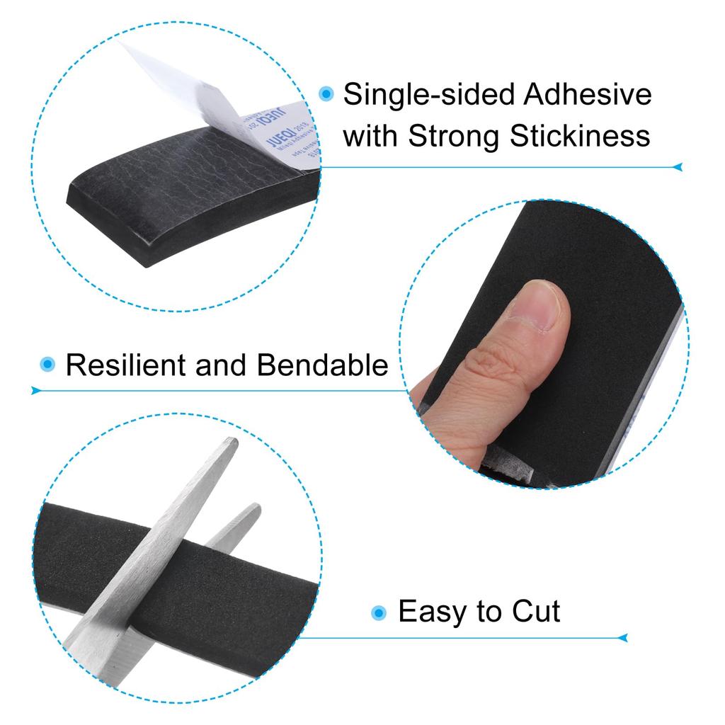 PATIKIL Ширина x Толщина x Изолирующая пенная лента 2 рулона самоклеящаяся EVA уплотнительная лента для труб, дверей, окон, звукоизоляция черная 2" 5/8" 6.6 футов