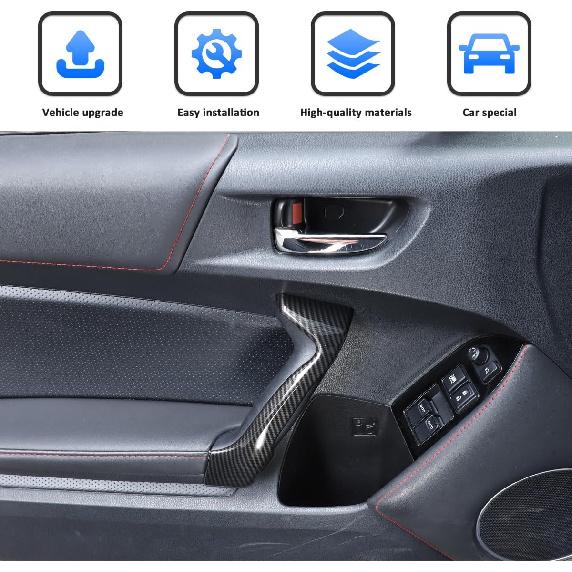 Car Inner Door Handle Cover Compatible with Subaru BRZ Toyot@ 86 2012-2020 Auto Inner Door Handle Door Pull Cover Trim Decoration Accessories (Carbon