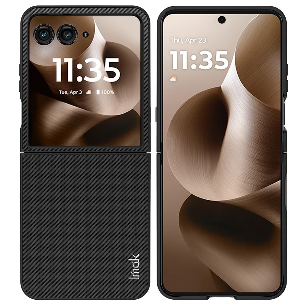 IMAK Ruiyi Series for Motorola Razr 60 Ultra 5G Case Carbon Fiber Texture Leather+PC Phone Cover