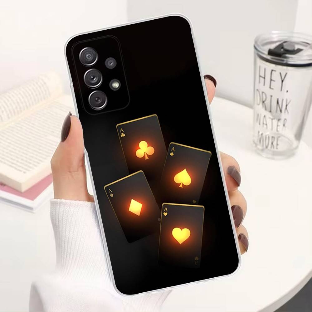 Art Ace OF Spades Poker Case For Samsung A51,30,71,S9,Ultra,Lite,S22,10,20,FE,23,21,PIus,Transparent, Silicone