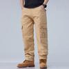 Мужские брюки-карго с несколькими карманами, прямые хлопковые брюки со средней талией, застежка-молния на пуговицы, свободные брюки для путешествий и школы