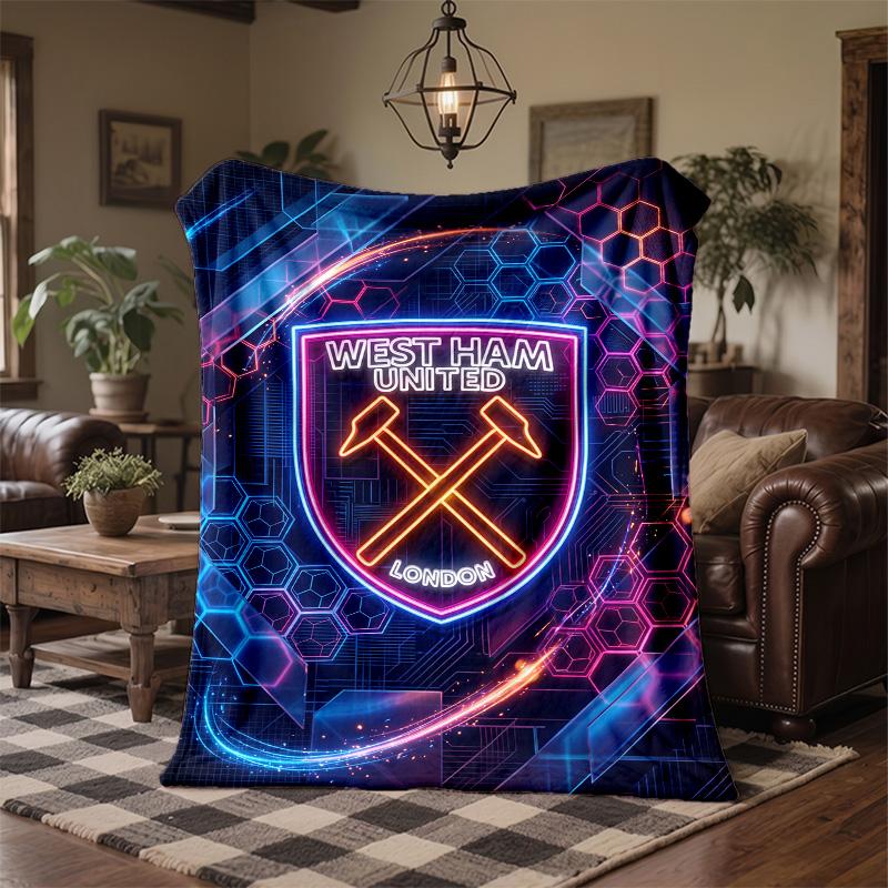 West Ham United Football Print Flannel Blanket Soft Warm Sofa Bed Throw Blanket For Home Office Bedroom