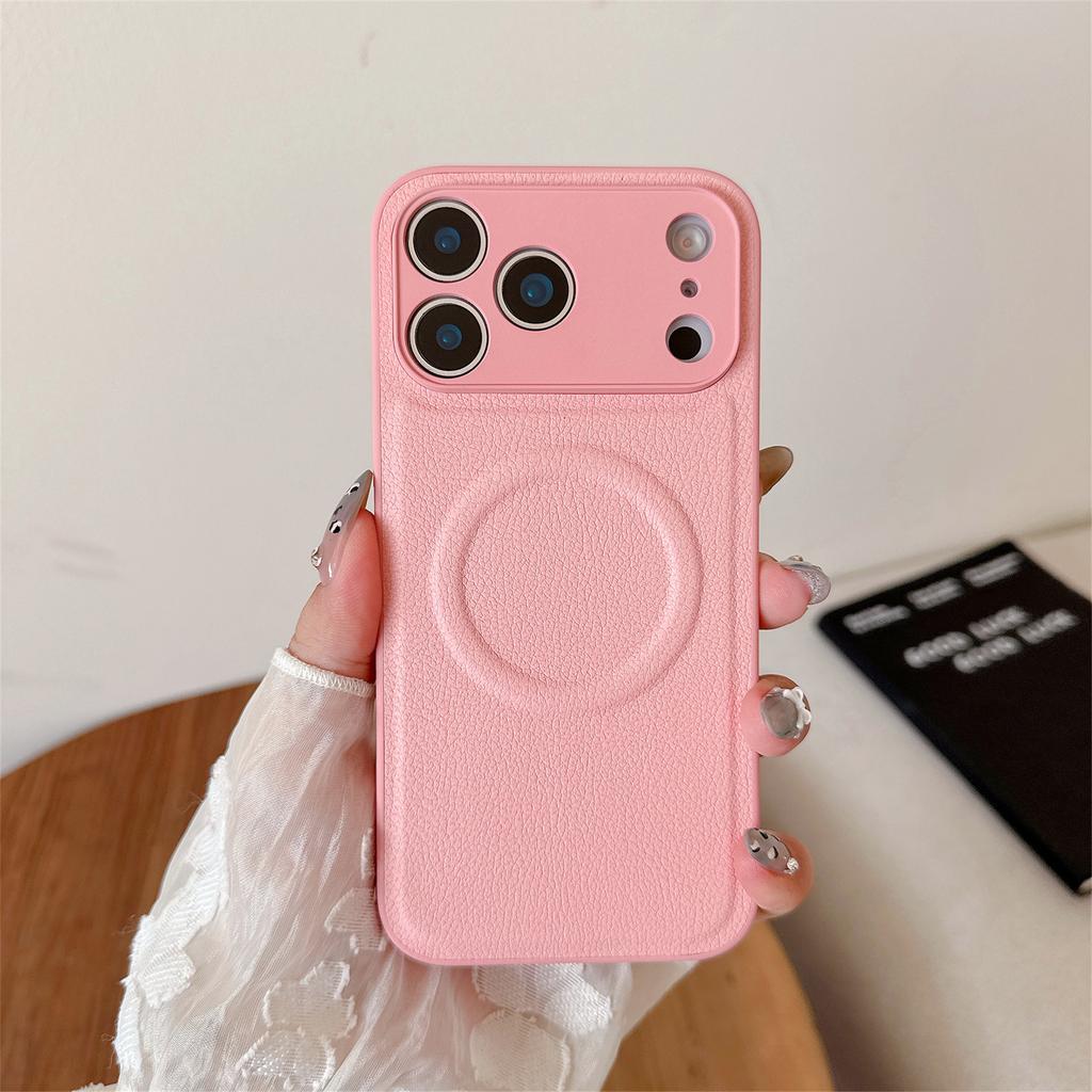 For iPhone 17 Pro Max Case Metal Lens Protection Leather Coated PC TPU Phone Cover Compatible with MagSafe