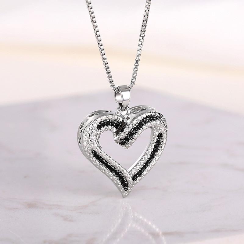 Sterling Heart Pendant Necklace for Women Bridal Wedding Necklace Engagement Party Statement Jewelry Gifts