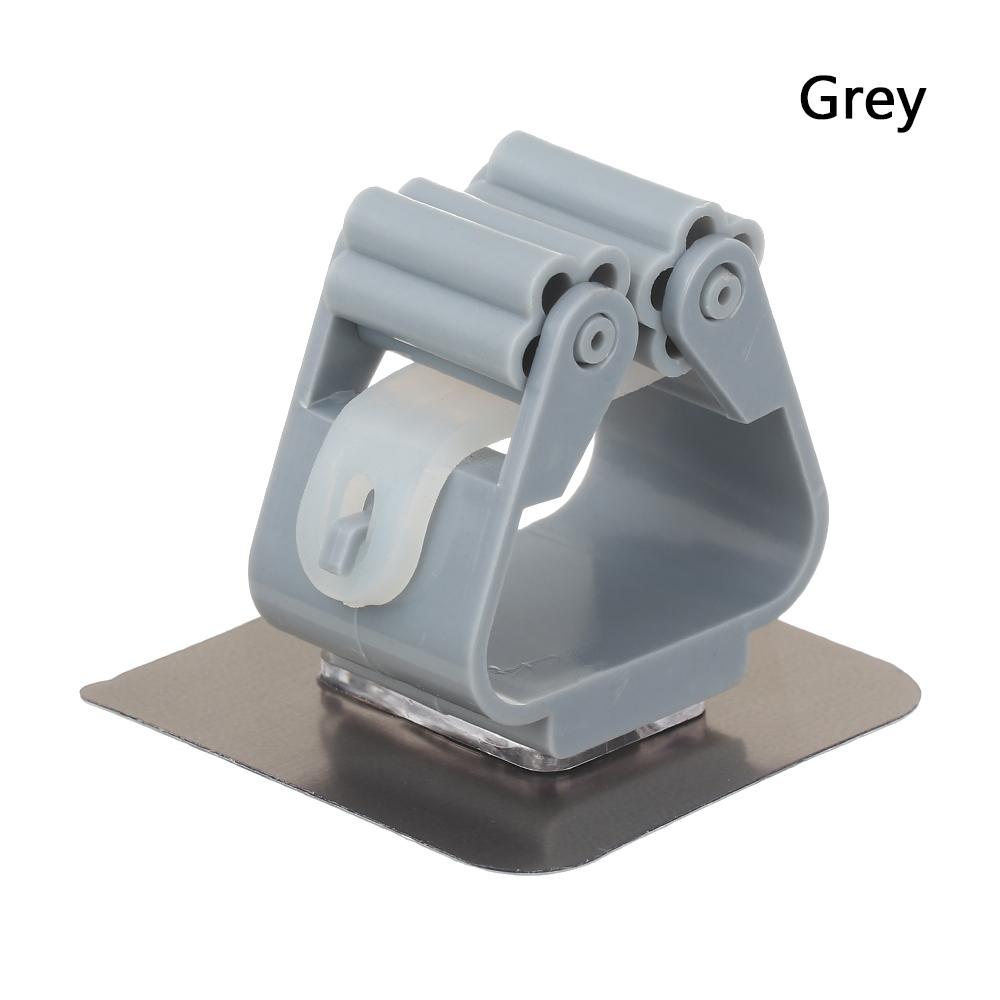 Home Self Adhesive Organizer Mop Holder Wall Mounted Hooks Spring Clip Rack Broom Hanger