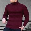 New Men's High Neck Sweater Solid Color Pullover Knitted Warm Casual Turtleneck Sweatwear Woolen Mens Winter Outdoor Tops